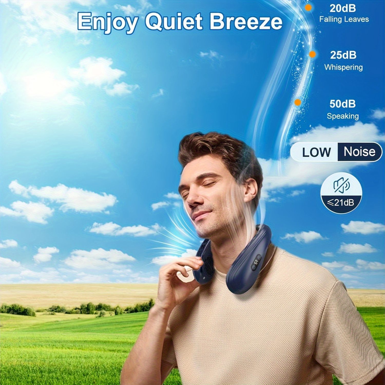 Neck Fan with Back Airflow, Ultra-Long Battery Life of 5200Mah, USB Fan Featuring Semiconductor Cooling Airflow, Bladeless Design, Portable Silent Air Conditioner, Rechargeable Essential for Holidays, Suitable for Both Women And Men - Image 4