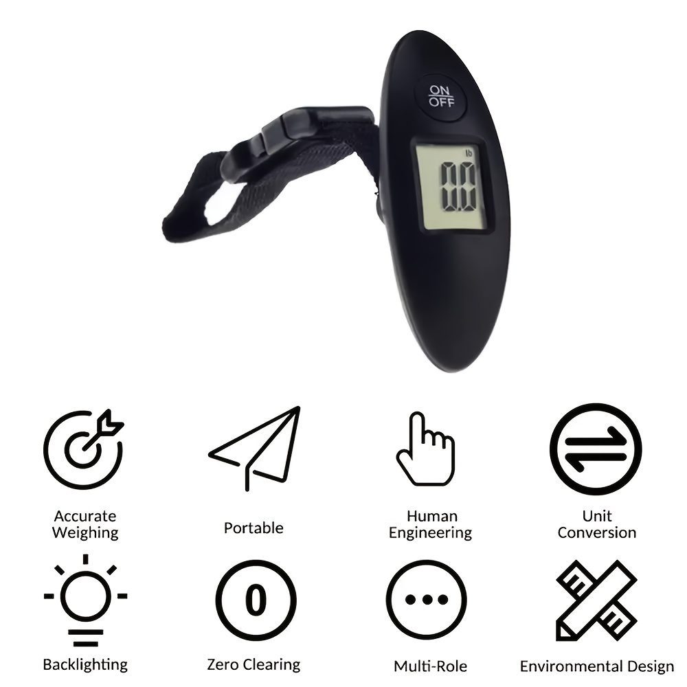 1pc Portable Digital Luggage Scale for Travel, Hanging Baggage Scale, Suitcase Weight Scale up to 40kg, Digital Display, Flexible and Sturdy Strap, Black (Batteries Not Included), Gift for Men and Fathers - Image 4