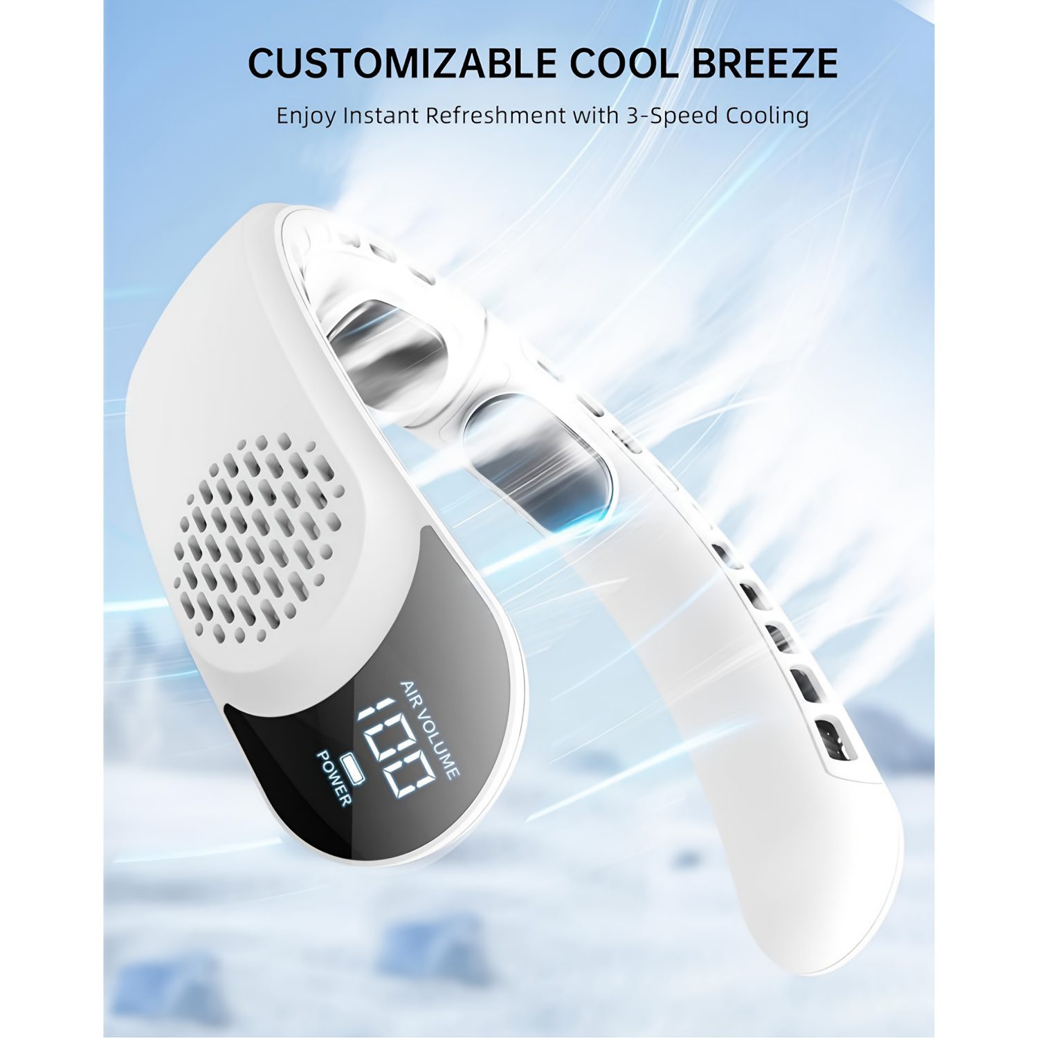 Wearable Neck Fan, Featuring 4 Turbo Settings, Powered by a 4000 Mah Battery, USB Rechargeable, with 3 Speed Options And 360° Airflow, Includes an LED Display, Perfect for Home, Office, Travel, Or As a Gift - Image 9