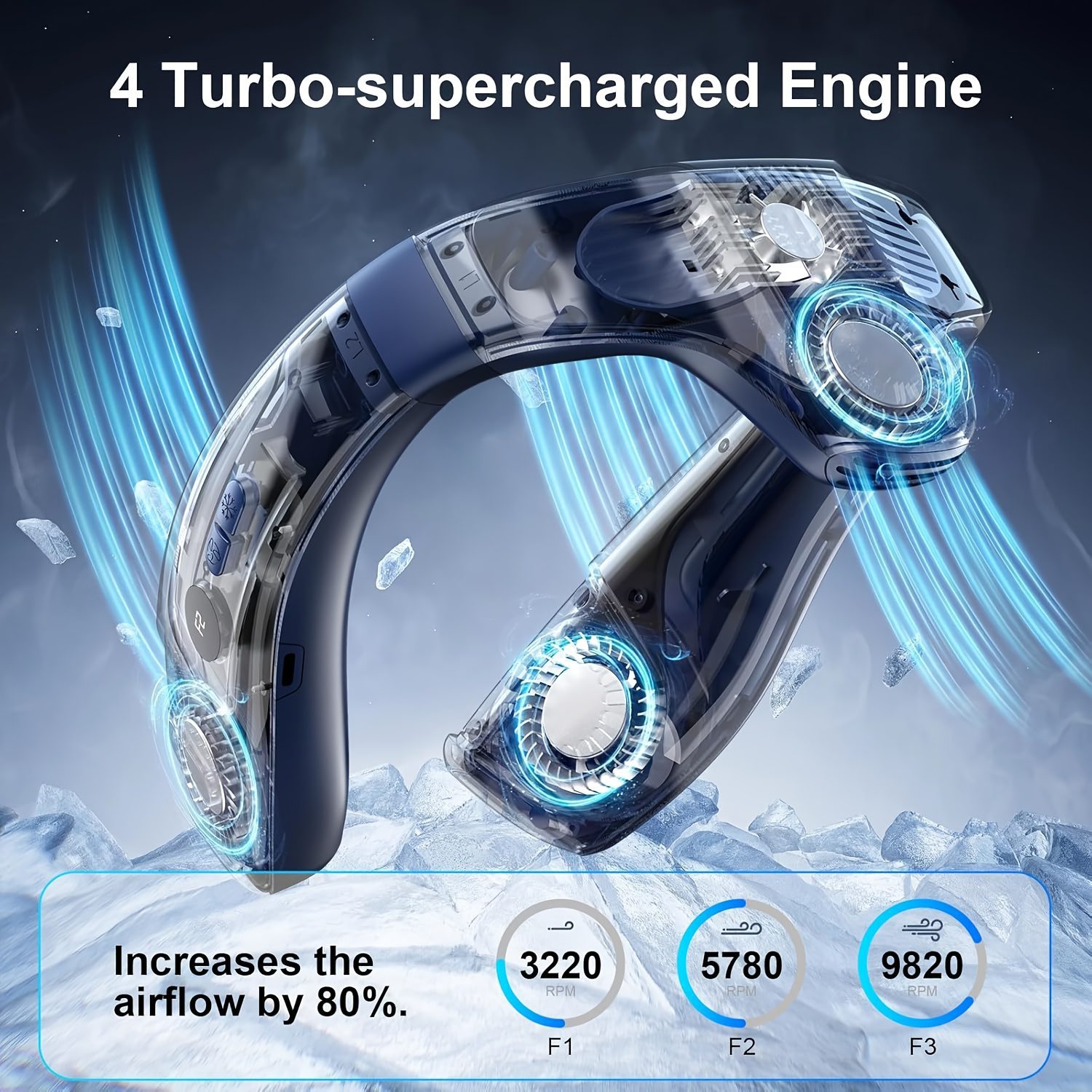 5200Mah Neck Fan, Portable Air Conditioning Fan, Ergonomic Personal Cooling Fan, Type-C Rechargeable, 3D Airflow Wearable, LED Screen, 3 Modes, a Gift for Men And Women, Suitable for Outdoor Travel And Indoor Use - Image 10