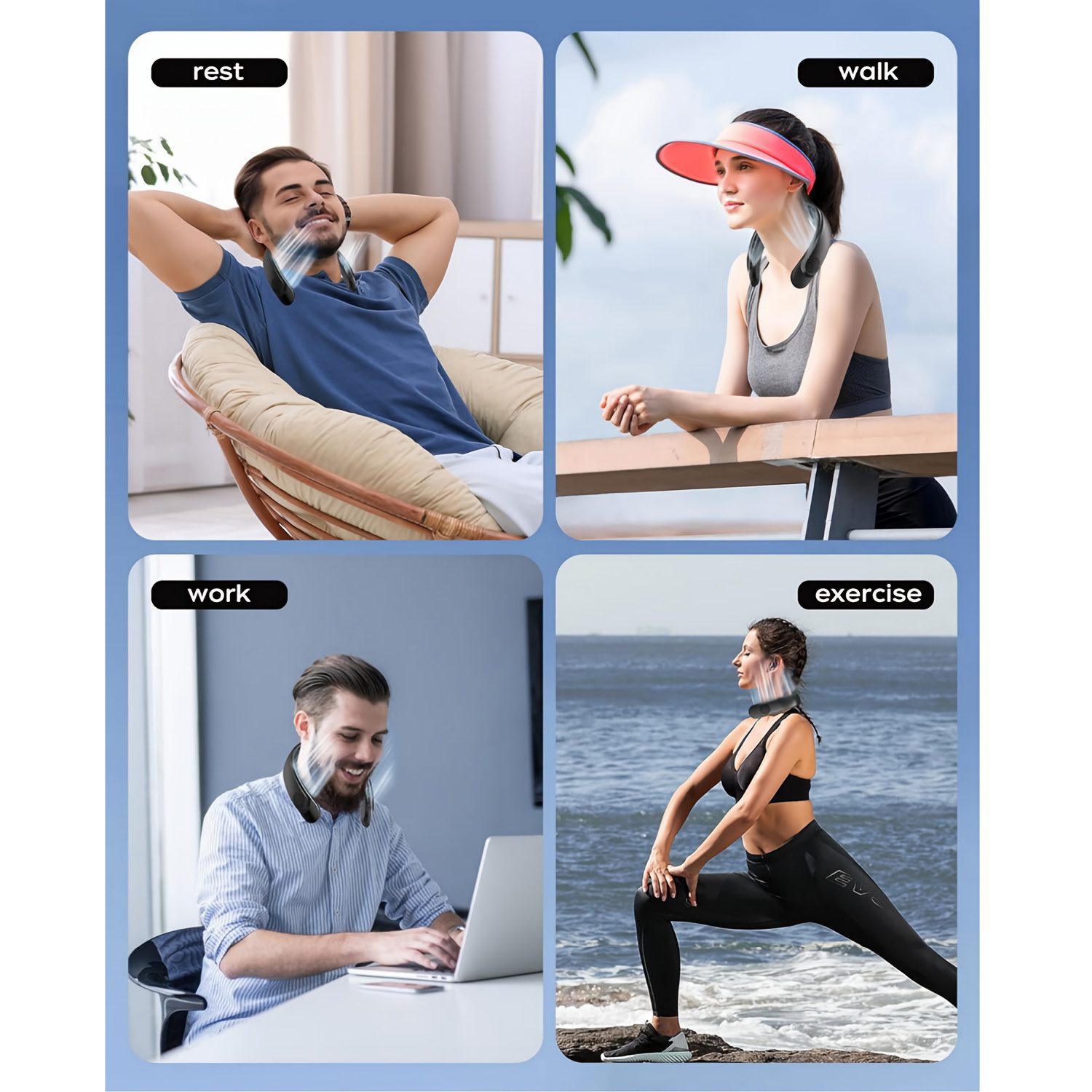 Wearable Neck Fan, Featuring 4 Turbo Settings, Powered by a 4000 Mah Battery, USB Rechargeable, with 3 Speed Options And 360° Airflow, Includes an LED Display, Perfect for Home, Office, Travel, Or As a Gift - Image 4