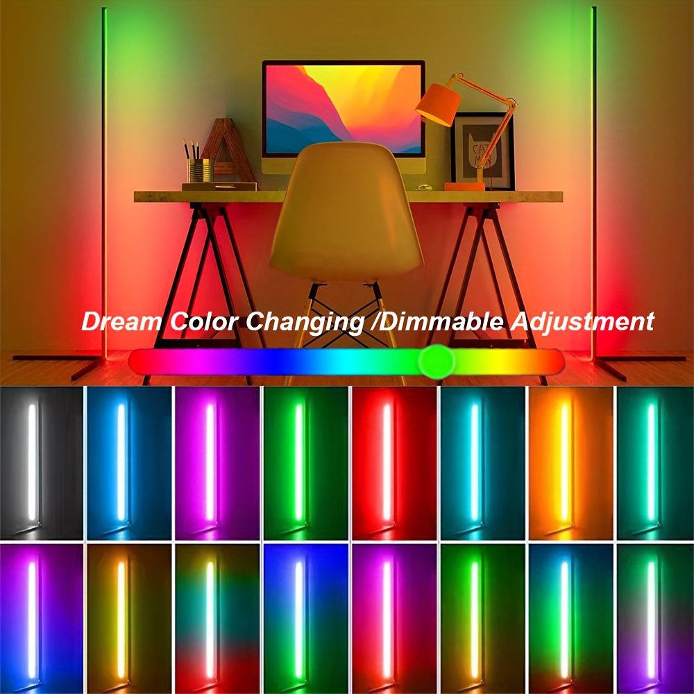 Smart RGB+White LED Floor Lamp with Music Sync, App control Modern Adjustable Gooseneck Corner Light for Gaming Room, Living Room, Party, RGB Color Changing Mood (/Metal) - Image 7