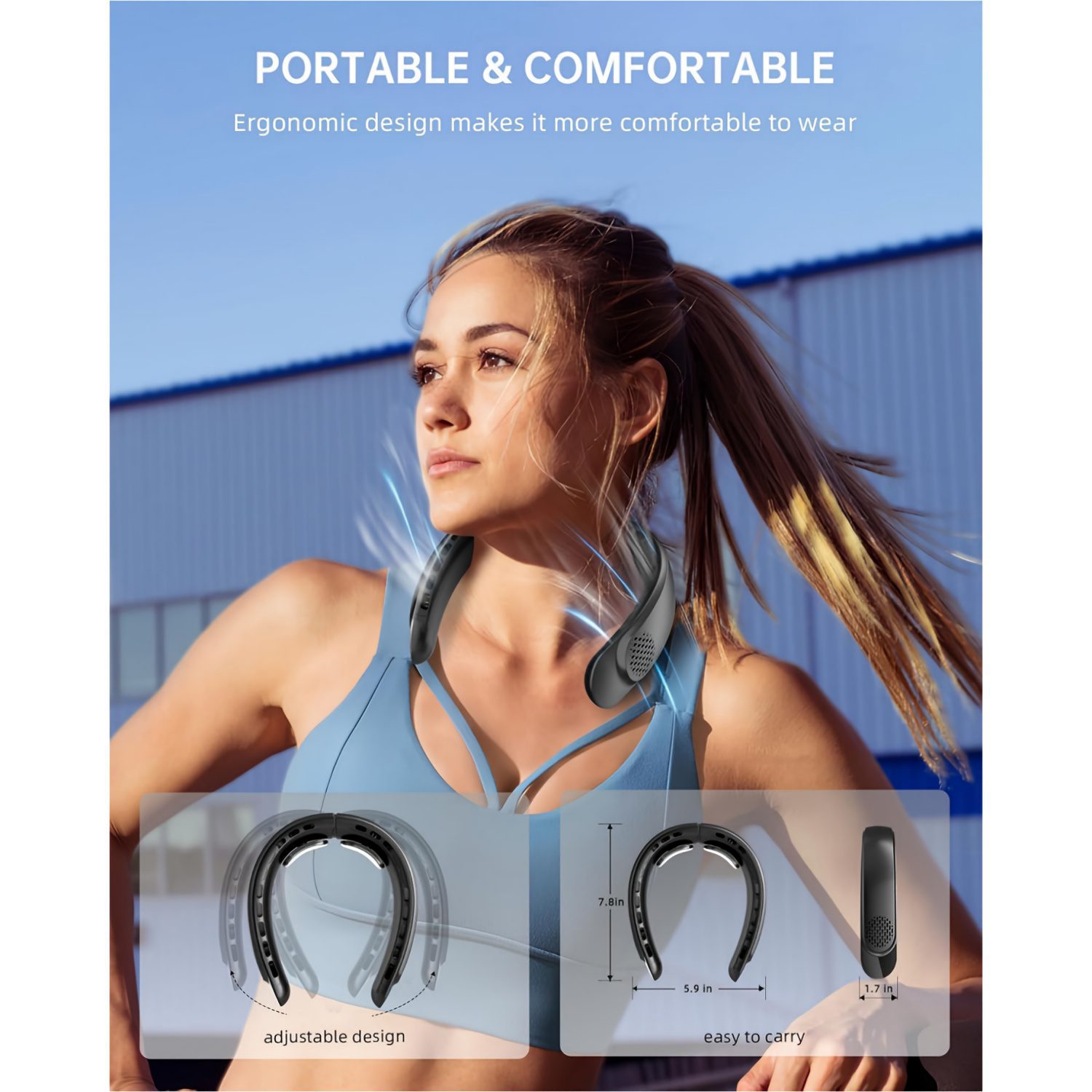 Wearable Neck Fan, Featuring 4 Turbo Settings, Powered by a 4000 Mah Battery, USB Rechargeable, with 3 Speed Options And 360° Airflow, Includes an LED Display, Perfect for Home, Office, Travel, Or As a Gift - Image 6