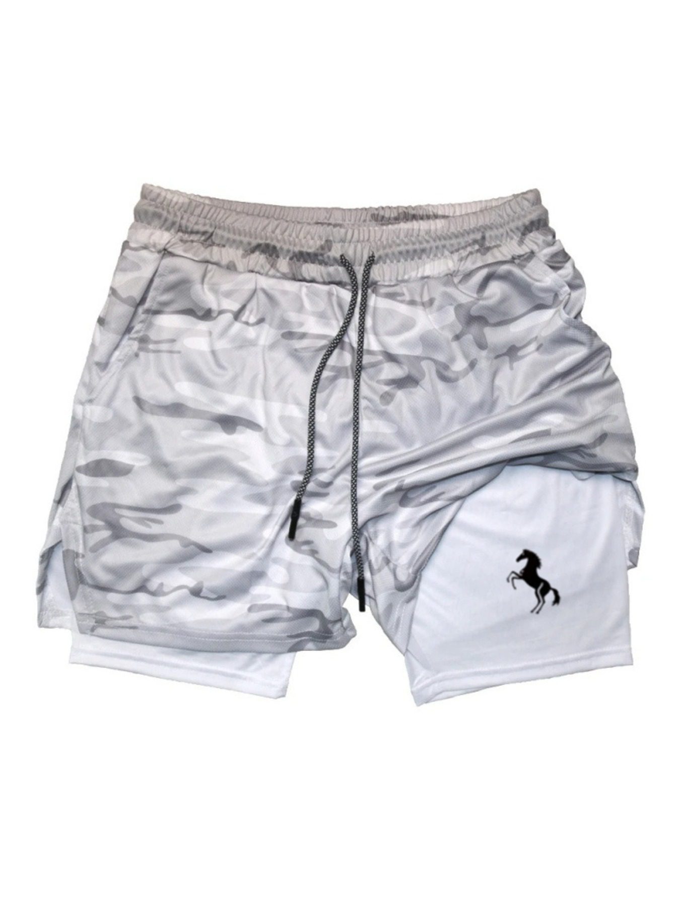 Men'S Running Shorts | Regular Fit, Slight Stretch Fabric, Print Pattern, Drawstring Detail | Suitable For Sports, Training, Hiking & Outdoor Activities In Summer - Image 2