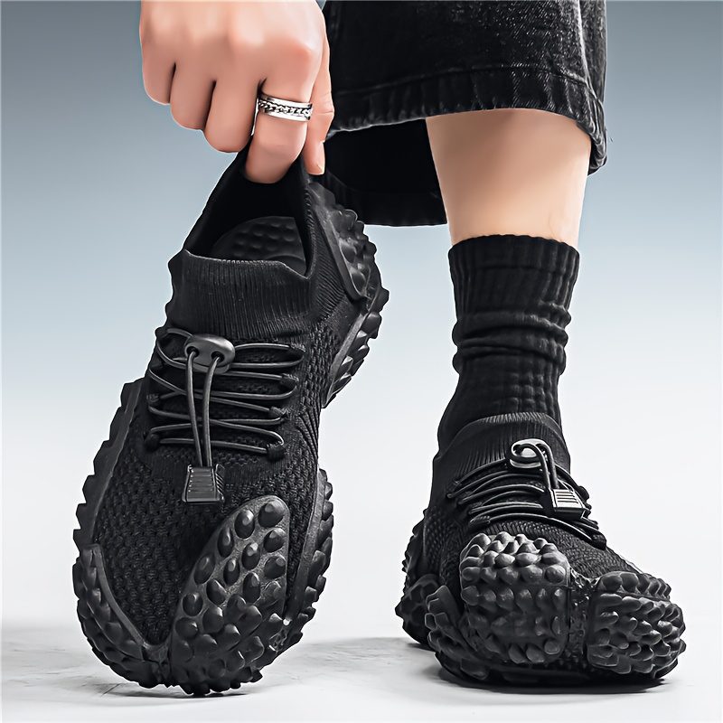 Men's Casual Sneakers, Unique Style, Easy-Care Knit, Material, Textured Waffle Outsole, Trendy and for Outings, Urban Roaming and Suburban Hiking