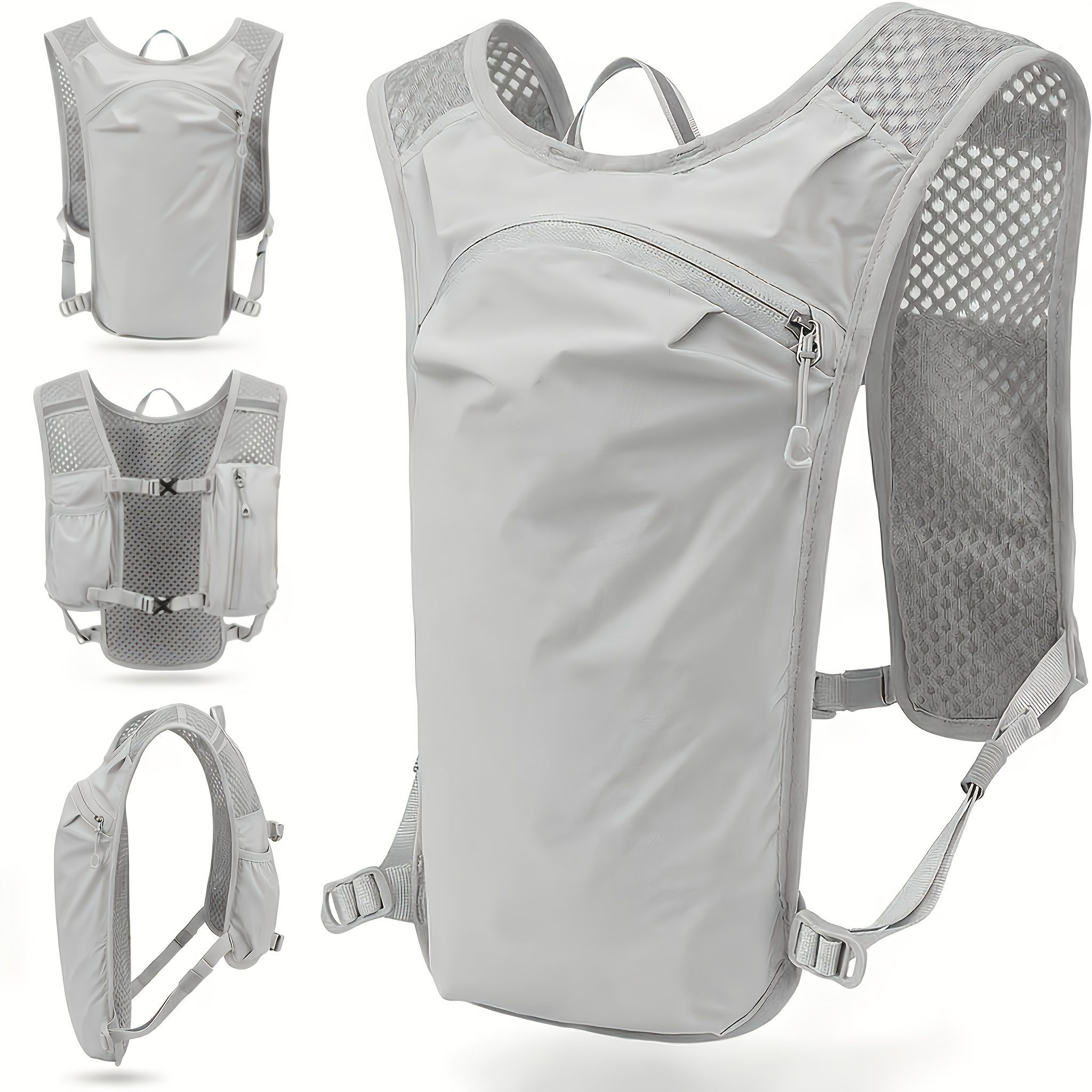 Breathable Lightweight Sports Backpack, Multi-Pocket Solid Color Running Vest, Suitable for Marathon Running, Cycling, And Outdoor Activities