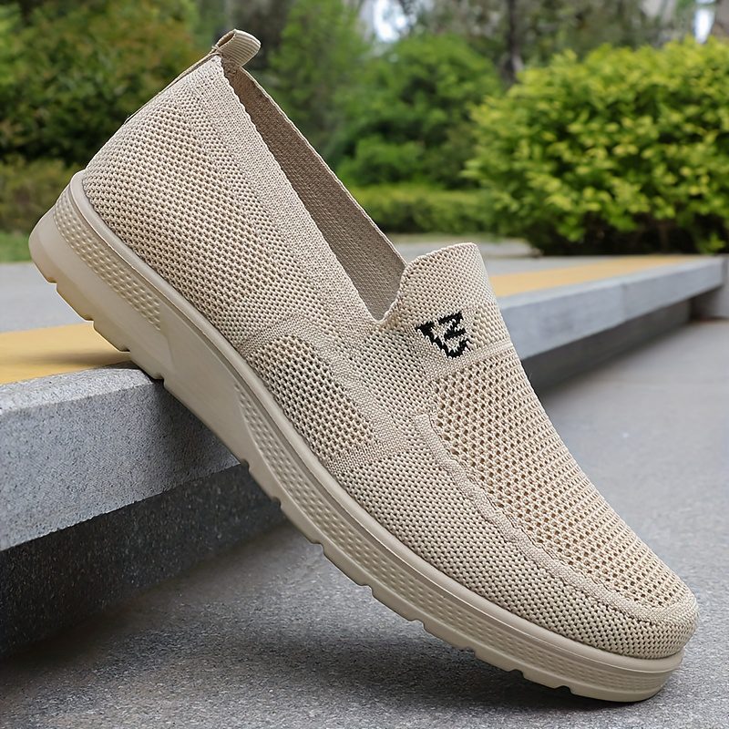 Men's Stylish Solid Knit Casual Shoes - Lightweight, Breathable, Non-Slip - The Perfect Choice for Outdoor Adventures and Leisure Enthusiasts