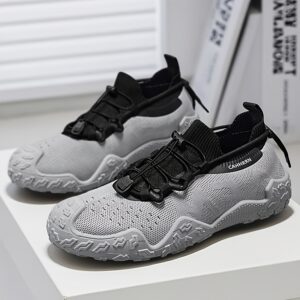 Sneakers, New Summer Men's Breathable Knit Mesh Sock Shoes, Outdoor Sports Hiking Running Shoes, Thick-Soled Wear-Resistant Sneakers for Daily Commuting, Low-Top Trendy Sports Shoes