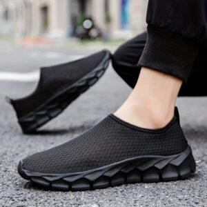 Men'S Convenient Mesh Breathable Casual Sports Shoes Comfortable Running Shoes Lazy Shoes Walking Shoes