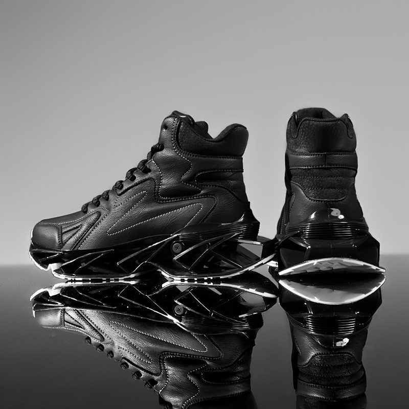 Men'S Exclusive Design Blade Sole Sneakers: Featuring a Physical Blade Sole, Mechanical Cushioning, And Rebound Technology. Trendy Sports Shoes + Everyday High-Top Street Shoes. Made of Synthetic, Easy to Clean, And Versatile for Various Settings