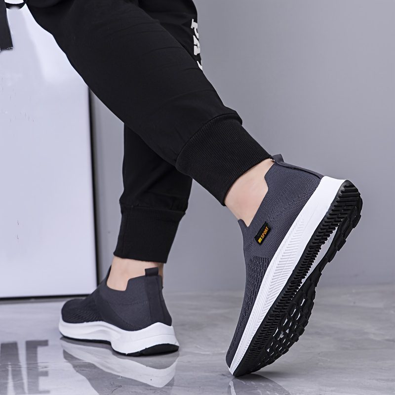1-Pair ADO STAP Men's Breathable Slip-On Sneakers - Lightweight Woven Knit Loafers Suitable for Daily Wear, Light Sports & Semi-Formal Occasions - Low-Top Shoe with Cushioned PVC Sole, Minimalist Casual Shoes (No Laces)