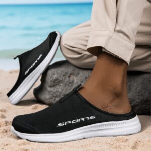 Men's Sporty Mules - Breathable Mesh Walking Shoes, Lightweight Athletic Half Slippers for Men - Casual Sneakers for Gym & Outdoor