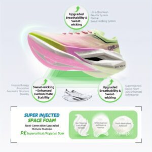 Sneakers, Lightweight Design Professional Carbon Plate Racing Running Shoes, Cushioned and Breathable, Full-sole Carbon Plate, Specialized for Marathon, Sprint, and Racing Training