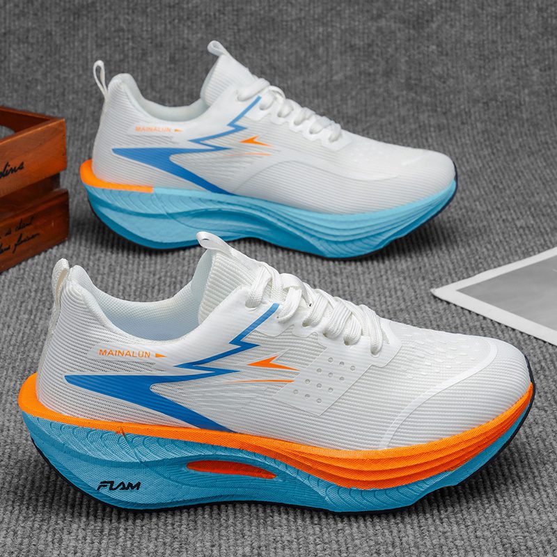 Ultra-Lightweight Men'S Casual Sneakers Designed for Professional Use, Ideal for Marathon Running. These Training Shoes Feature Shock Absorption, a Breathable Low-Top Design, And a Fluorescent Upper with a Sole. Perfect for Year-Round Training