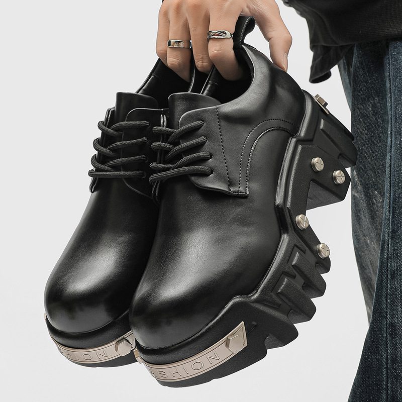 Niche Derby Shoes for Men, High-End Punk Style Platform Sneakers, Paris Bulldozer Men's Shoes
