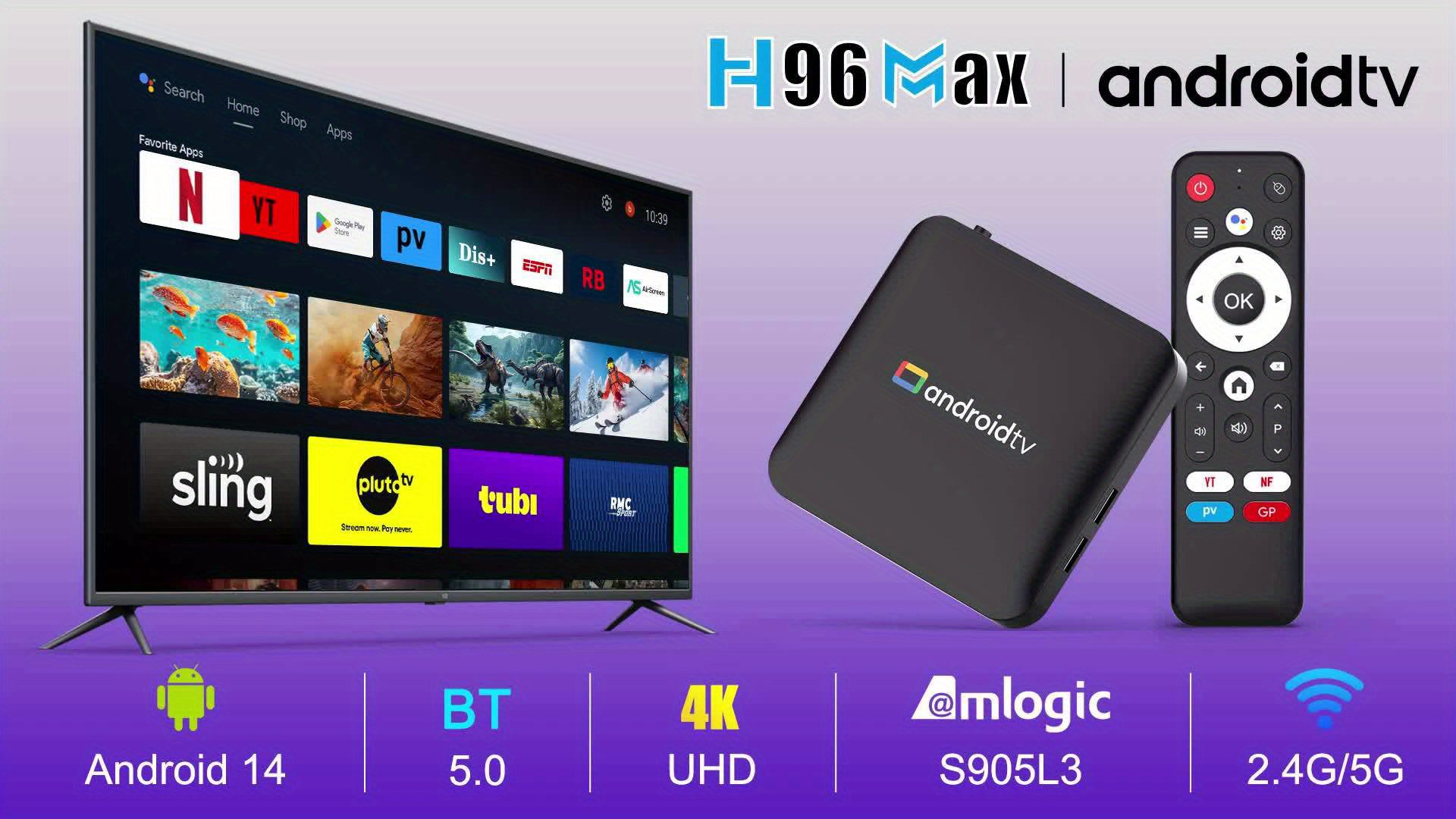 H96 MAX Amlogic S905L3 Quad-Core Cortex-A53@2.0GHz CPU Android 14.0 2gb 16gb TV Stick 4K HD Output 2.4G/5G Dual WiFi BT4.0+ Smart TV Stick Google Voice Assistant, 2T2R Technology, Penta-core ARM Mali-450 GPU, USB2.0*1 - Image 11