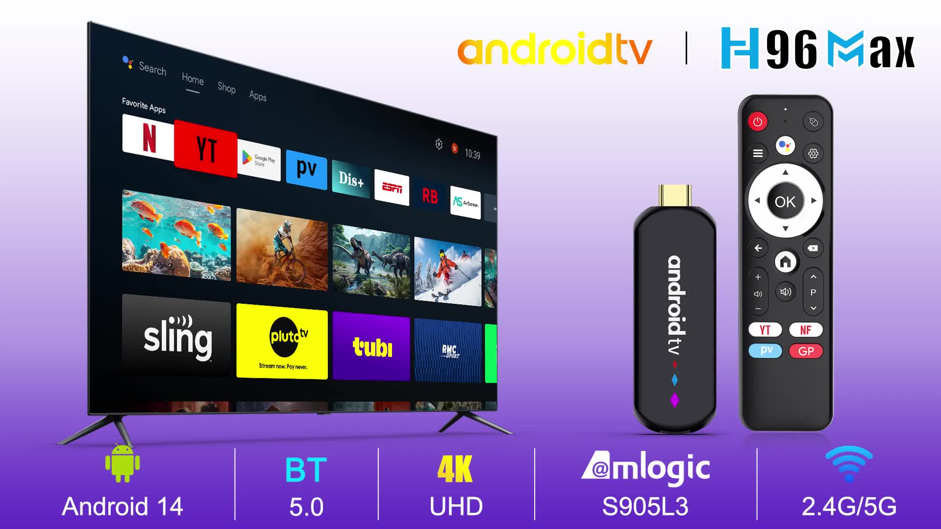 H96 MAX Features a Amlogic S905L3 Quad-Core CPU, Quad-Core Cortex-A53@2.0Ghz, Running Android 14.0 with 2GB And 16GB Storage. It Supports 4K HD Output, Dual-Band Wifi (2.4G/5G), Wireless 4.0, And Google Voice Assistant for Smart TV Functionality - Image 12