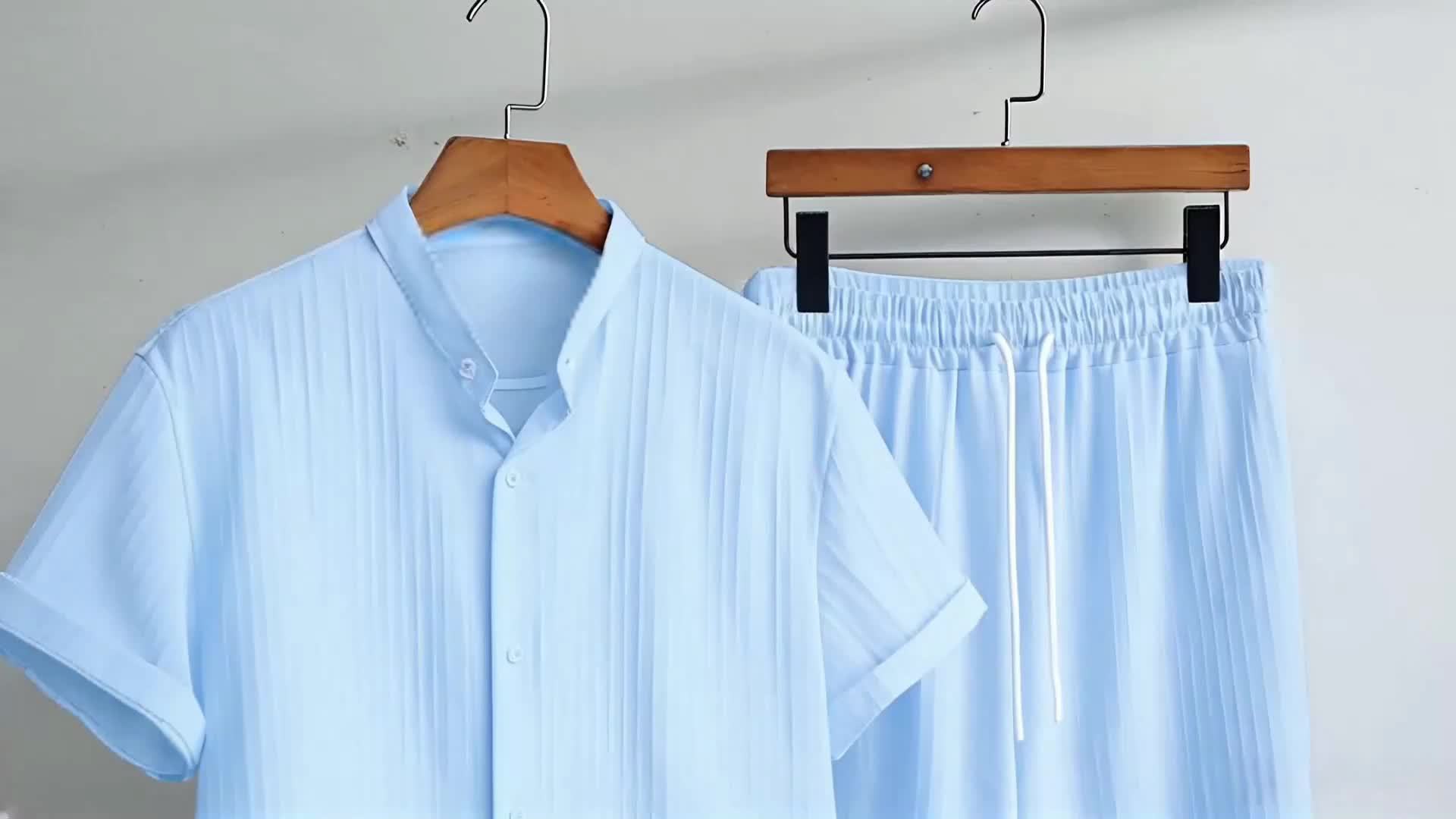 Short Sleeve Shirt + Drawstring Pants 2pcs Set Breathable Casual Outfit Suitable for Beach Vacation Party - Image 9