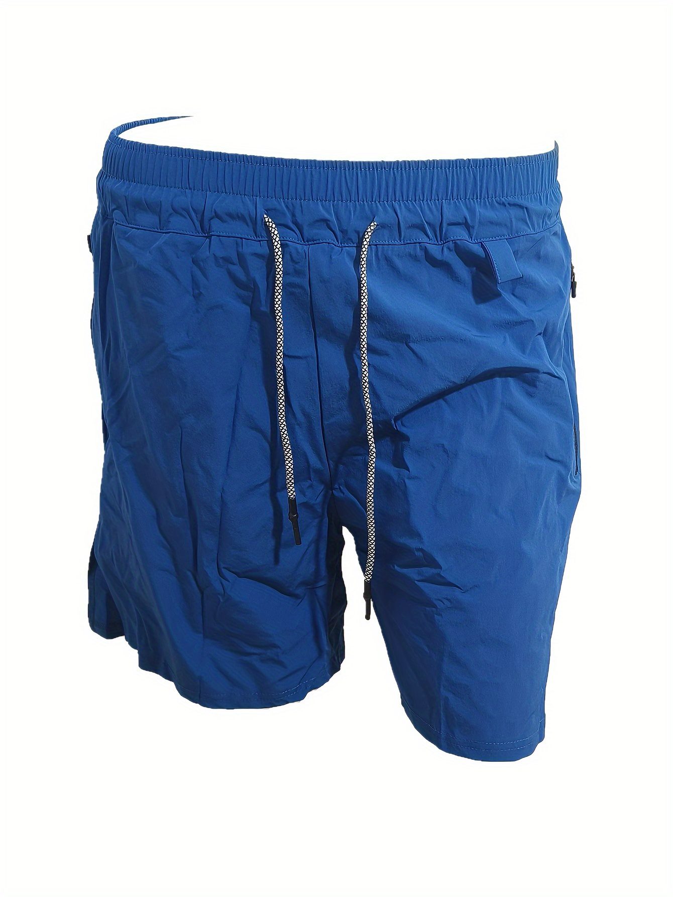 2-in-1 Double Layer Shorts With Inner Zipper Pocket, Men's High Stretch Sports Shorts For Summer Gym Workout Training - Image 4