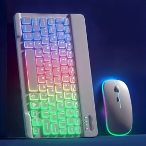 Ultra-Slim Backlit Backlight Wireless Keyboard And Mouse for Ipad Android Windows Phone/Tablet for Ipad English Keyboard And Mouse