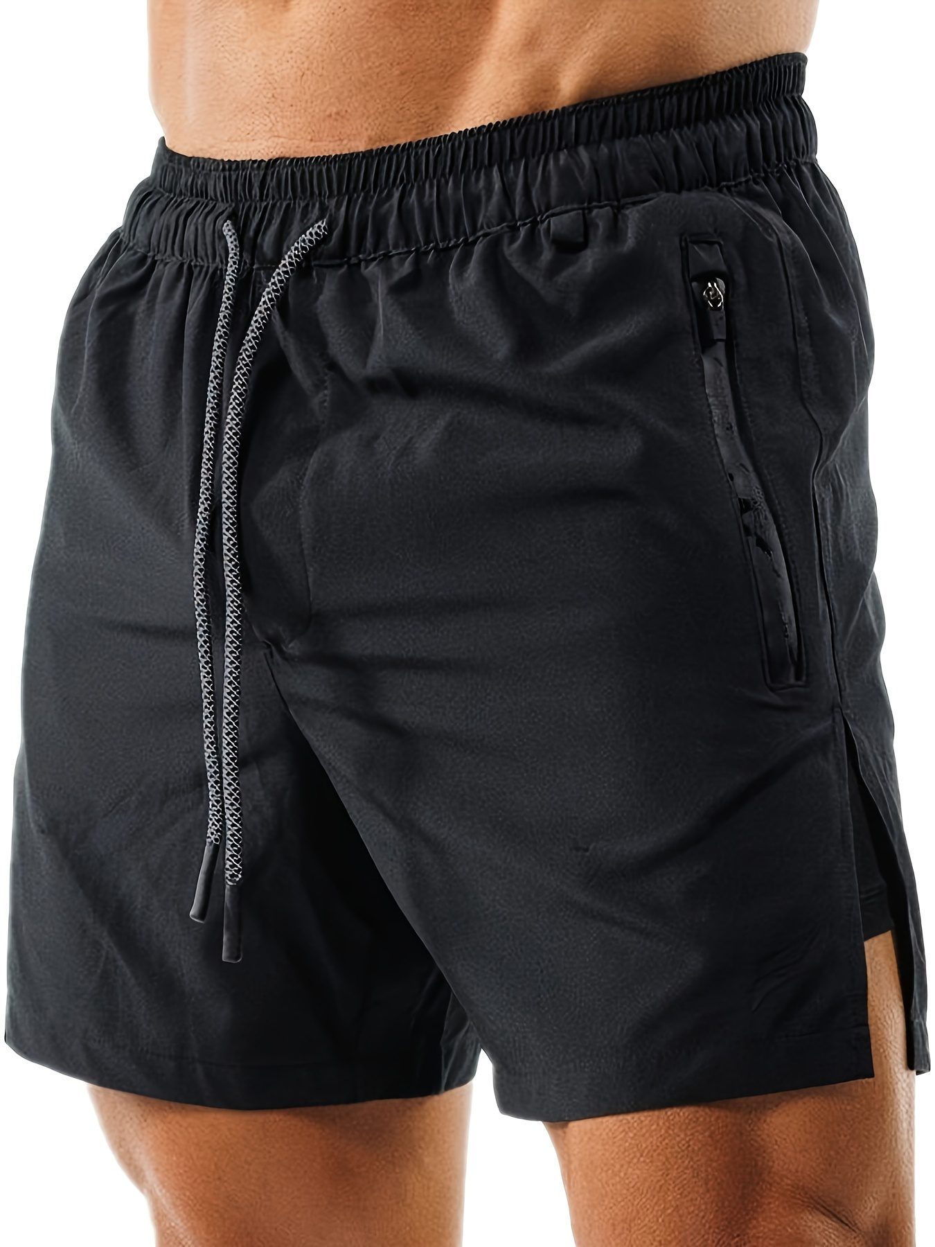 2-in-1 Double Layer Shorts With Inner Zipper Pocket, Men's High Stretch Sports Shorts For Summer Gym Workout Training - Image 5