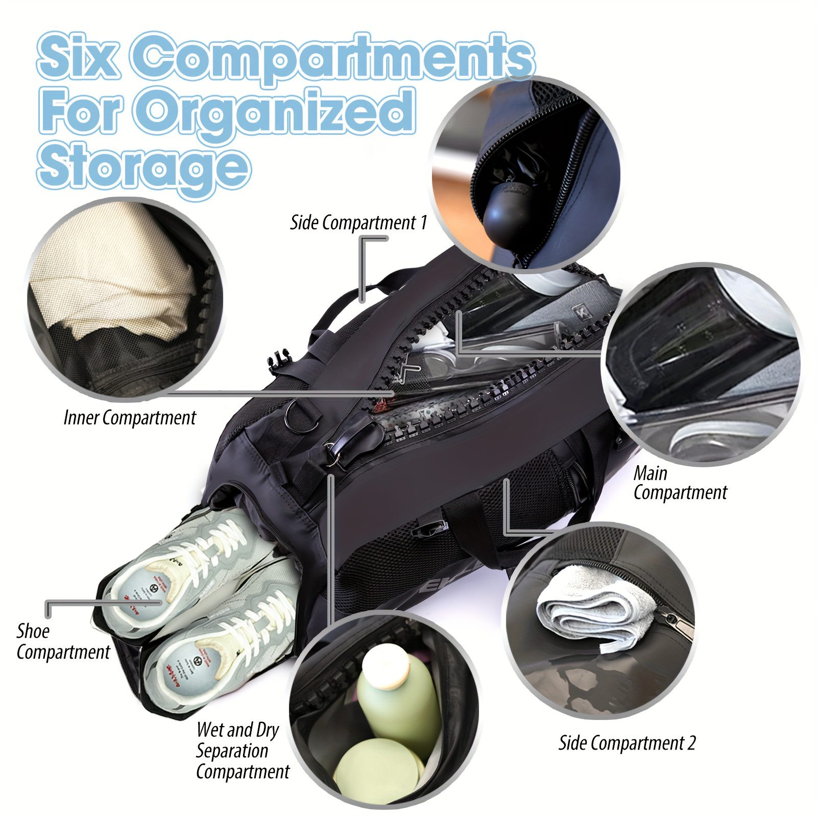 Large Capacity Gym Bag for Women And Men, Travel Handbag with Shoe Compartment, Sports Tote Bag, Sports and fitness bag, outdoor sports bag - Image 4