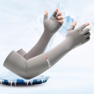 1 Pair Unisex Summer Arm Sleeves, Non-Slip Breathable Half-Finger Gloves for Various Outdoor Sports, Stretchy and Breathable with Silicone Anti-Slip Palm, Longer Length for Better Arm Protection
