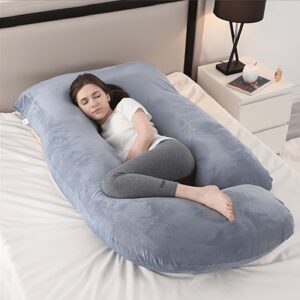 Pregnancy Pillows, J-Shape Full Body Pillow-Cooling Cover Dark Grey-Pregnancy Pillows For Sleeping Body Pillows For Adults, Maternity Pillow And Pregnancy Must Haves