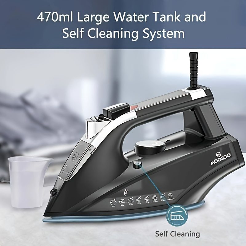 MOOSOO Steam Iron 1800W Professional Iron for Clothes Lightweight Anti-drip Iron with Auto-Off - Image 5