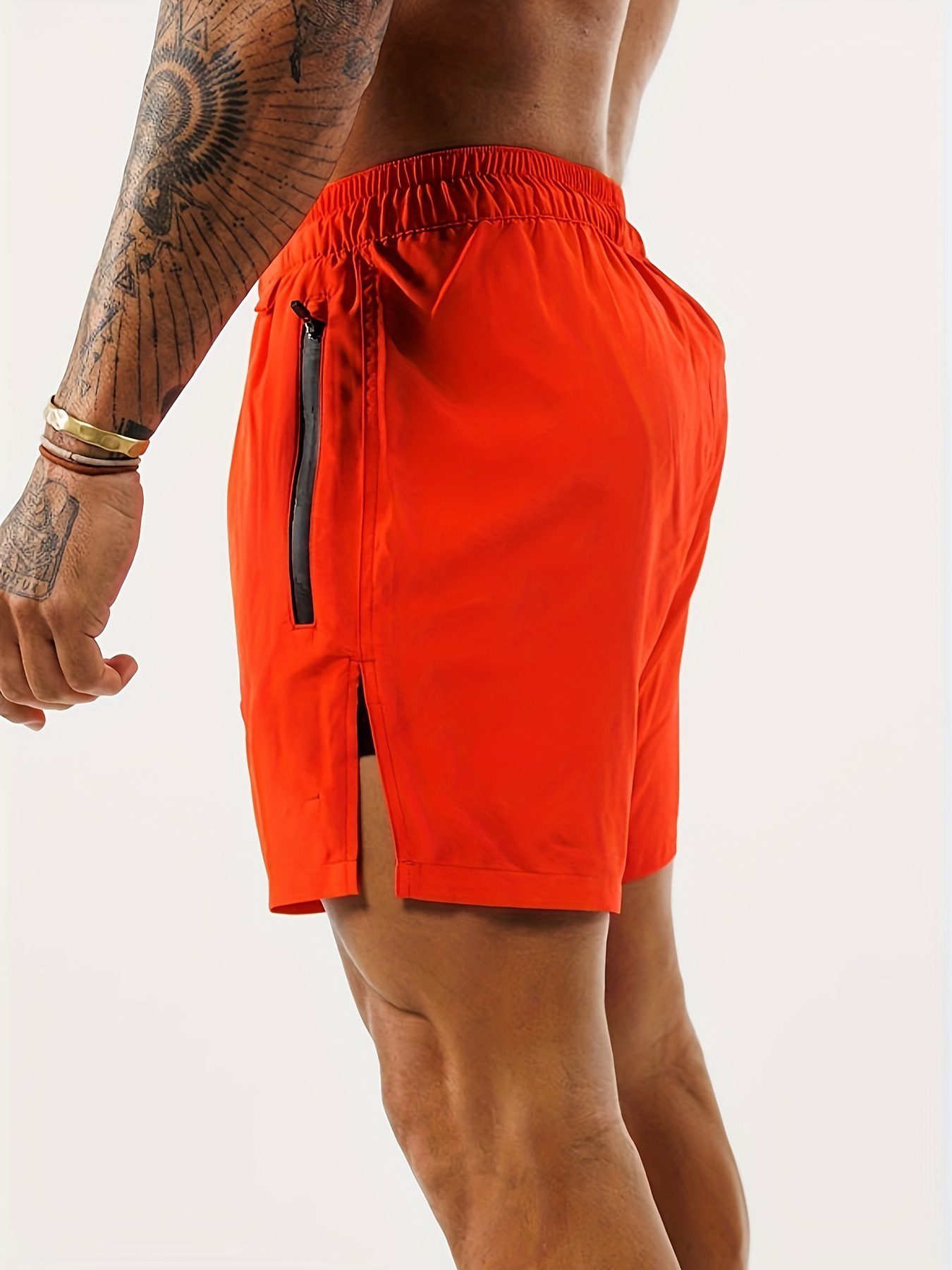 2-in-1 Double Layer Shorts With Inner Zipper Pocket, Men's High Stretch Sports Shorts For Summer Gym Workout Training - Image 9