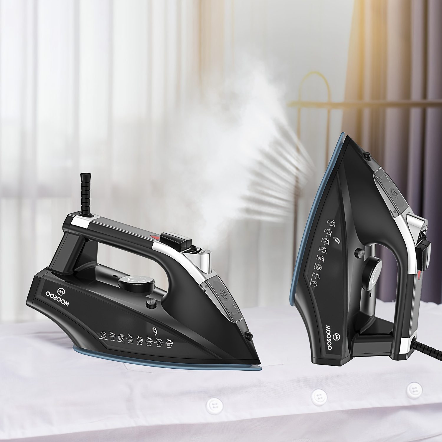 MOOSOO Steam Iron 1800W Professional Iron for Clothes Lightweight Anti-drip Iron with Auto-Off - Image 3