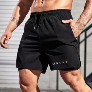 Men's Athletic Shorts - Breathable Polyester, Drawstring Waist with Pockets, Perfect for Gym & Casual Wear, Machine Washable