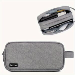 Men's Sleek Travel Organizer for Electronics - Phone, Power Bank & Cable Storage Pouch