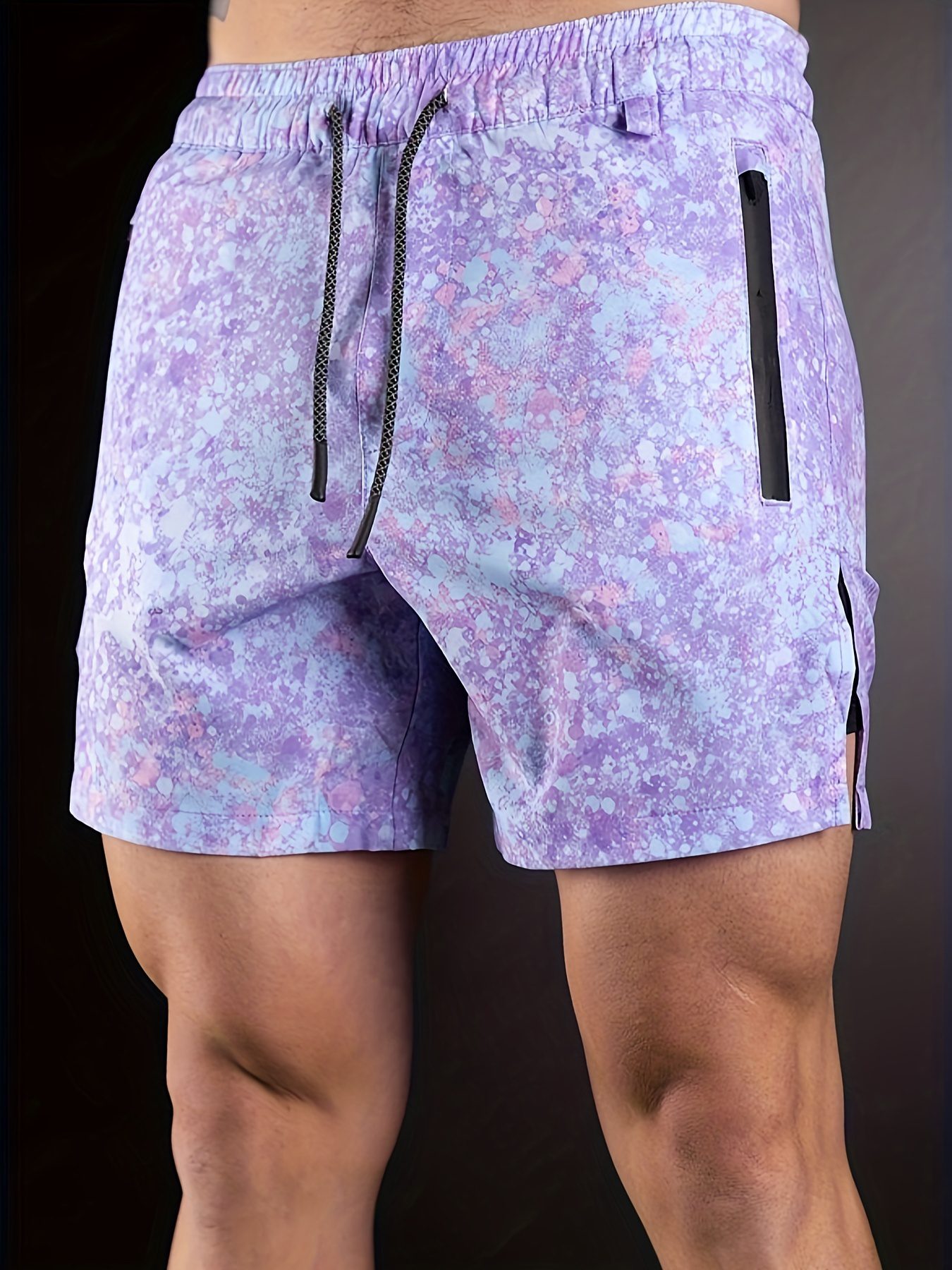 2-in-1 Double Layer Shorts With Inner Zipper Pocket, Men's High Stretch Sports Shorts For Summer Gym Workout Training - Image 2
