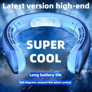 New Portable Leafless Hanging Neck Fan Five Generations Lazy USB Charging Small Fan - Pulley Infinite Speed 100 Gear Large Wind Cooler, Office, Travel, Camping, Outdoor Travel Portable USB Fan, Thanksgiving Halloween Christmas Gift