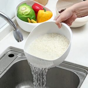 1 Modern Plastic Multi-Purpose Kitchen Strainer - Fruit, Vegetable, Rice, and Grain Food Drain Basket - Kitchen Accessory Storage Basket