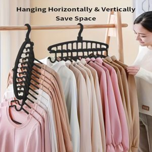 2pcs Black Plastic Hangers with Multi-Hook Design - Space-saving Wardrobe Organizer for Home and Travel, Durable and Lightweight, Ideal for Neat Closet Storage and Clothing Hangers