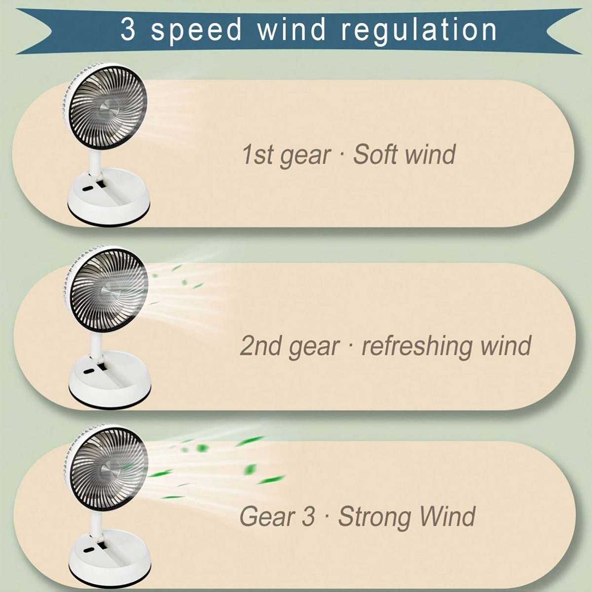 7200Mah Retractable And Rotating Table Fan, USB Charging, with Timer Function, Remote Control, Three-Speed Adjustment, Suitable for Indoor And Outdoor Use, Easy to Carry, a Must-Have for Holidays - Image 5