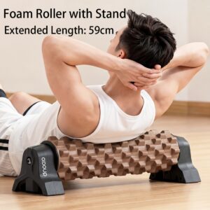 A Foam Roller with a Stand And Suction Cups, Suitable for Full-Body Massage to Relax Deep Muscle Tissues, Ideal for Indoor Yoga And Pilates Training, Supports Up to 150KG, Extended to 58.42 cm, Unisex