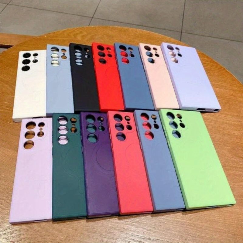 Phone Case - Liquid Silicone Magnetic Phone Case for Samsung Galaxy S25 S24 S23 S22 Ultra Plus A56 A55 A36 A16 A15 A35 Soft Matte Shockproof Shell Wireless Charging Protective Cover with Short Rope Wristband - Image 10