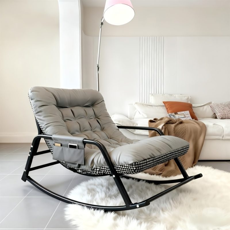 1pc - Modern Living Room Bedroom Rocking Chair | Indoor Double Sofa Lounger with Cushion, Garden Recliner with Armrests, Multi-Functional Zero Gravity Chair for Bedroom, Study, Reading Corner, Bay Window Area, Ergonomic Chair with Soft Cushion and M - Image 8