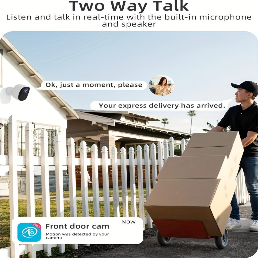 2 Pack (White + Black) Security Camera Wireless Outdoor, FHD 3MP Night Vision with Spotlight, Wire-Free 4000Mah Battery Powered, Human Detection, PIR Human Detection, 2-Way Talk, SD Card/Cloud Storage Three Days of Free Cloud Storage - Image 5