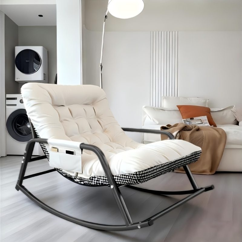 1pc - Modern Living Room Bedroom Rocking Chair | Indoor Double Sofa Lounger with Cushion, Garden Recliner with Armrests, Multi-Functional Zero Gravity Chair for Bedroom, Study, Reading Corner, Bay Window Area, Ergonomic Chair with Soft Cushion and M - Image 2