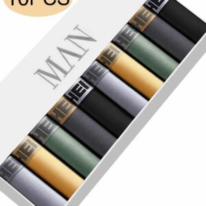 10-Pc Men'S Boxer Briefs, Fashionable And Trendy, HELLO Letter Elastic Waistband, Breathable And Comfortable, Suitable for Casual Or Sports Underwear