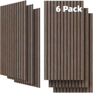 Set of 6 Acoustic Panels Measuring 23.6 by 29.97 cm, Designed for Soundproofing in Offices, Home Theaters, And Studios, Featuring a Walnut End