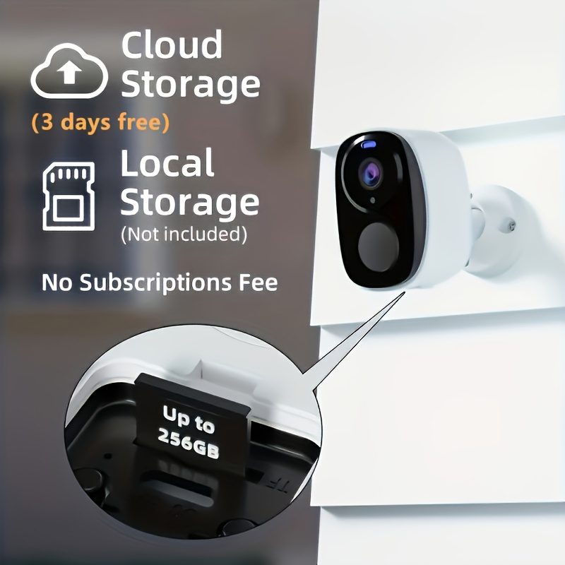 2 Pack (White + Black) Security Camera Wireless Outdoor, FHD 3MP Night Vision with Spotlight, Wire-Free 4000Mah Battery Powered, Human Detection, PIR Human Detection, 2-Way Talk, SD Card/Cloud Storage Three Days of Free Cloud Storage - Image 10
