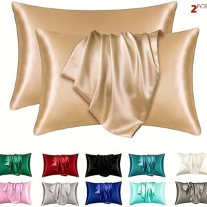 2-Piece Satin Pillowcase Set for Skin and Hair, Soft Breathable Smooth Cooling Pillow Covers for Sleeping
