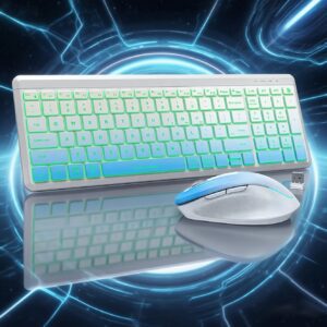 Wireless Tri-Mode Keyboard Combo, 7 Backlights 2.4G RGB Rechargable Adjustable DPI, Ultra Silent, Portable Alloy Keyboard Mouse Set for Computer Laptop Notebook