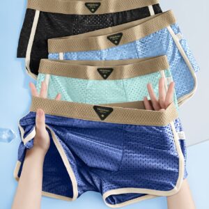 4-pc Men's Summer Cool Mesh Breathable Loose Fit Plus Size Style - Soft, Comfortable, Healthy, and Skin-Friendly Underwear