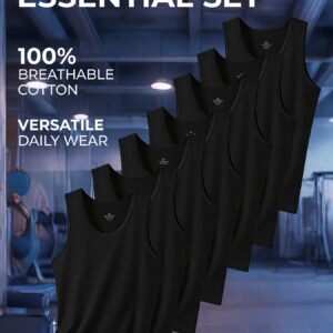 7pcs Men'S Casual Athletic Vests - Fashionable Solid Classic Round Neck Base Layer - Slight Stretch Breathable 100% Fabric - Suitable for Home Leisure - Fitness Running - Strength Training Wear